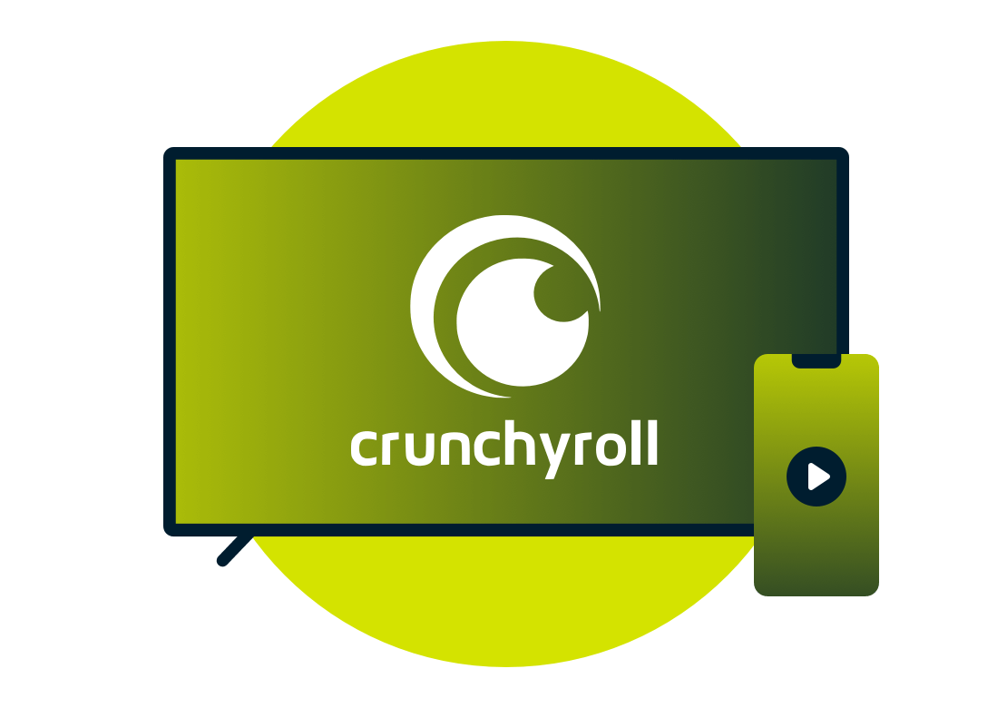 TV-sk&auml;rm med Crunchyroll-logotyp.