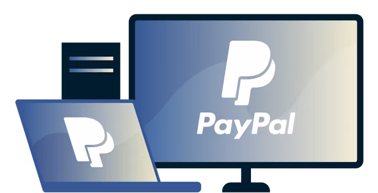 En dator och b&auml;rbar dator med PayPal-logotypen.