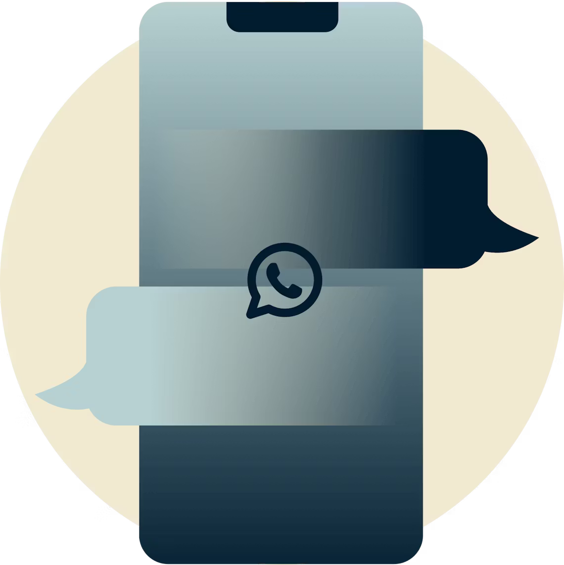 WhatsApp-ikonen &ouml;ver chattbubblor p&aring; en telefon.